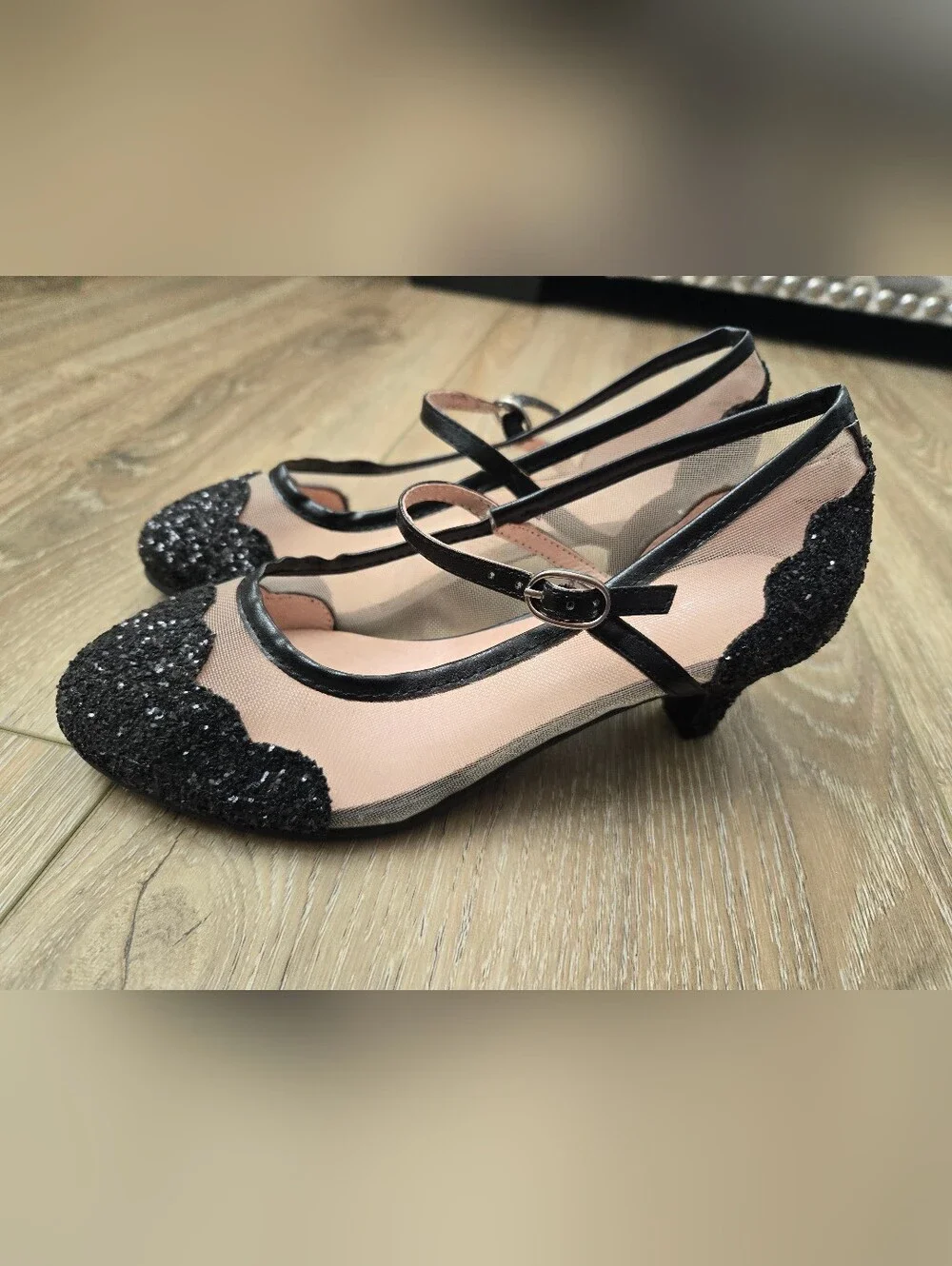 Chasing Fireflies Mesh & Glitter Heeled Maryjane Shoes, 2 Kids